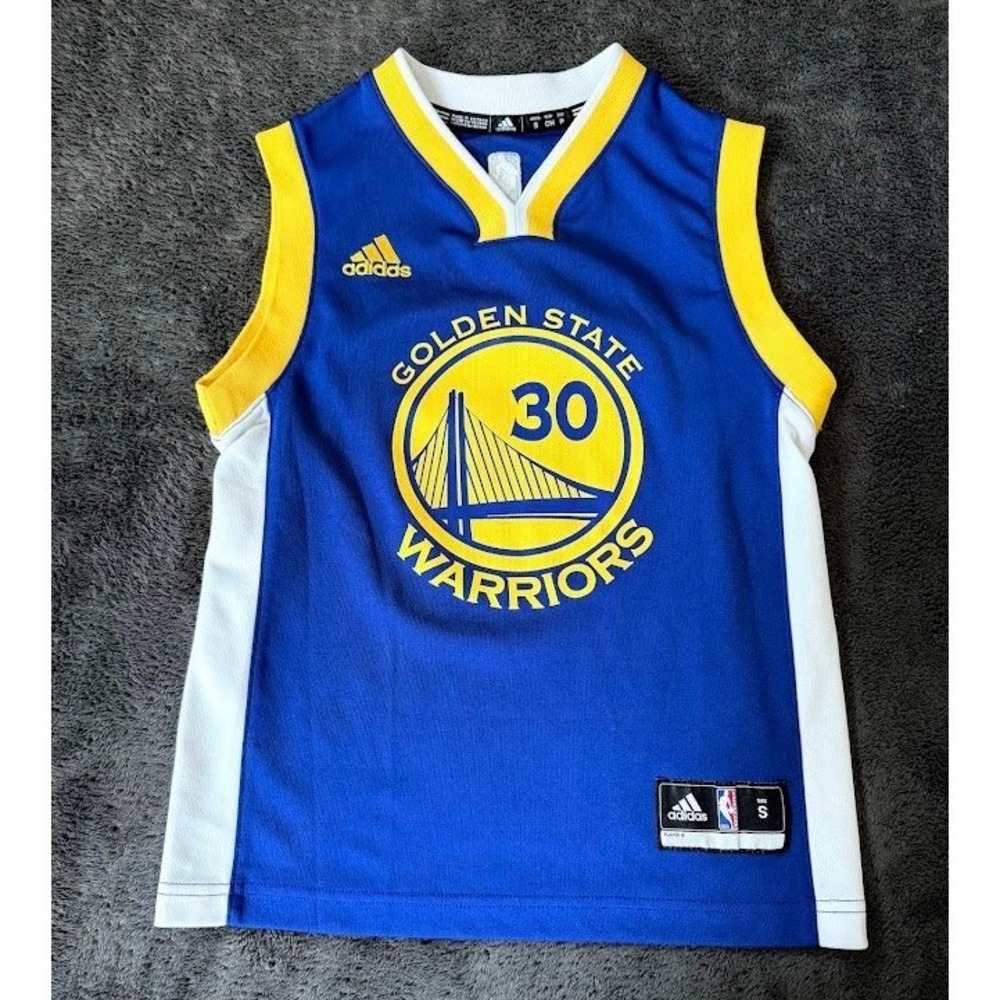 Adidas Golden State Warriors Stephen Curry 30 Jersey Youth Small Blue Kids.